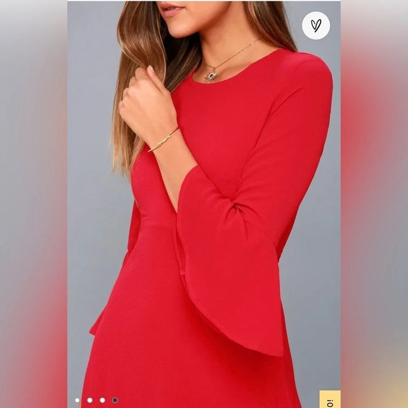 Lulus Center of Attention Red Flounce Sleeve Dress size M - Picture 3 of 16